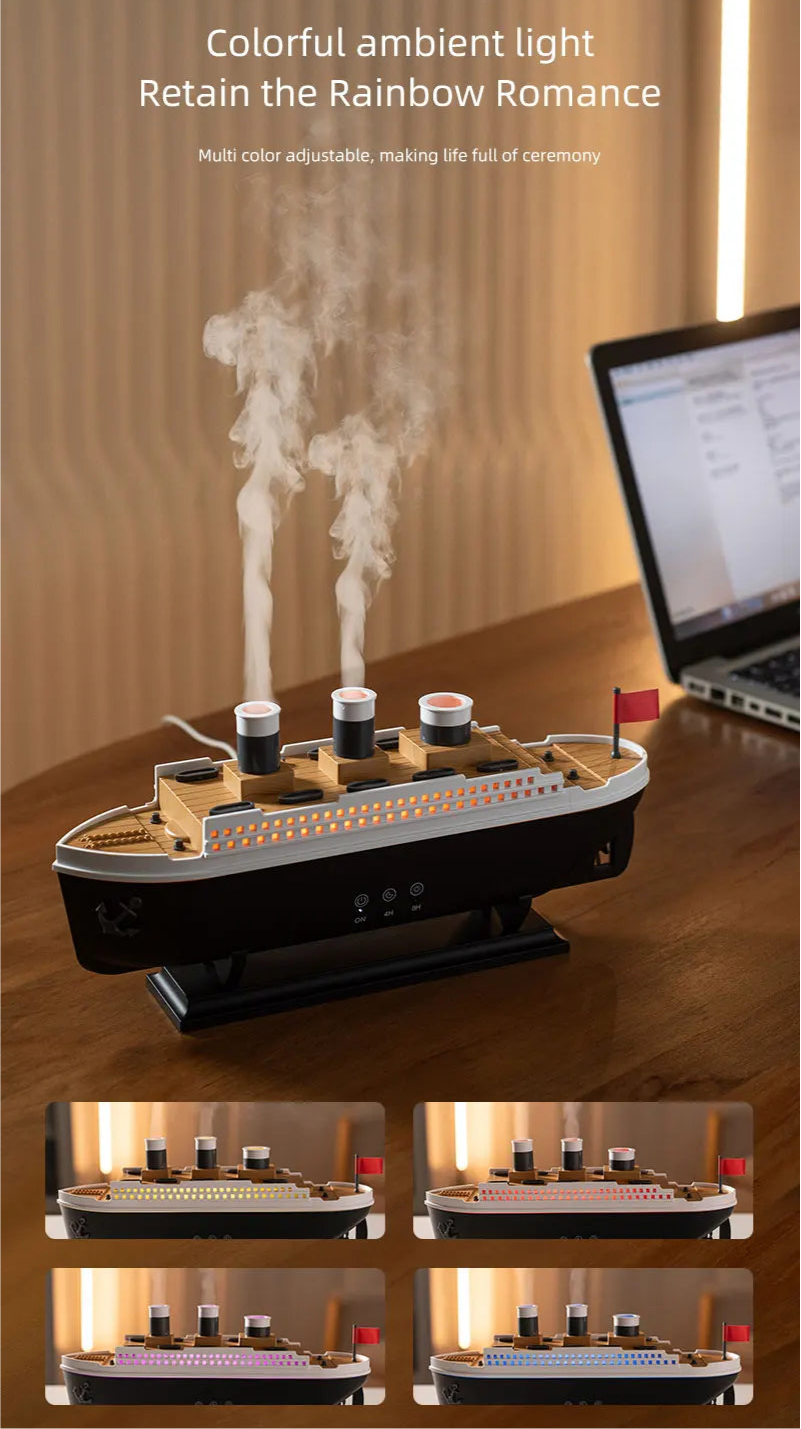 Luxury Ocean Liner Electric Aroma Air Humidifier Cruise Ship Model Aromatherapy Diffuser for Home Room Decorate Home Appliances
