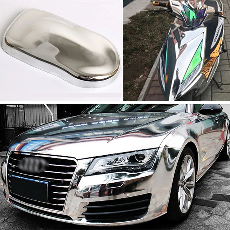 5meters Silver Vinyl Wrap Chrome Covering Film Car Stickers Motorcycle Wrapping Foil Body Bubble Electro Coating Film Sticker