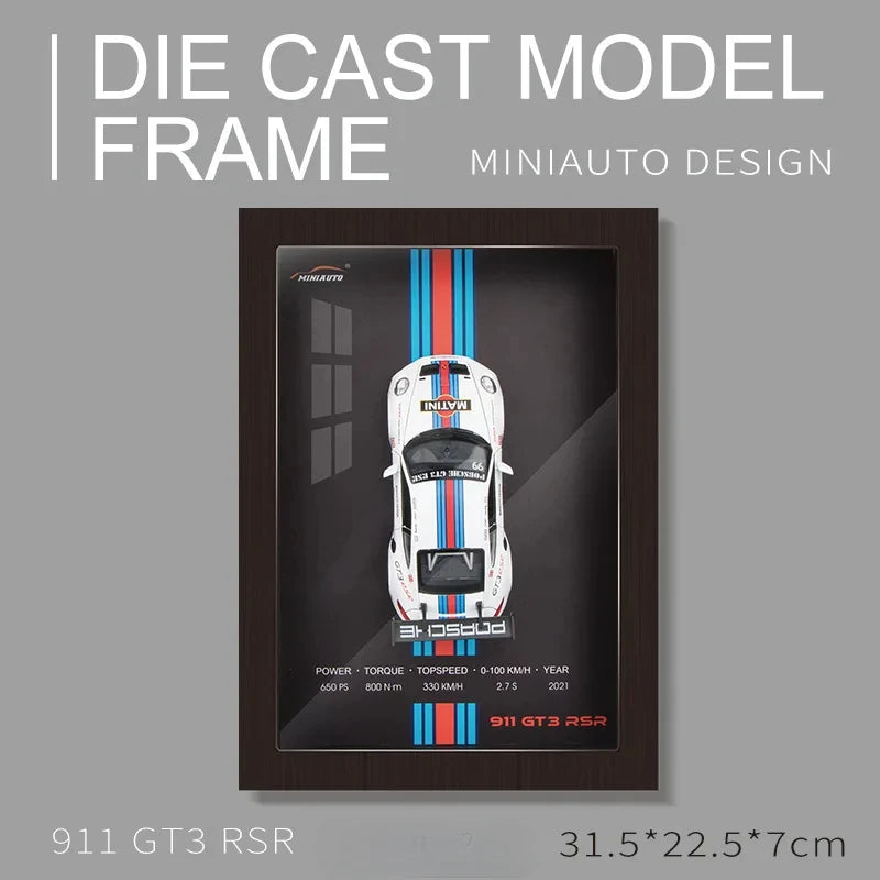 Limited Edition Car Model Photo Frame -
1:32 Scale Porsche 911, LP780-4, Veyron, Camaro, AE86, Lykan 3D Stereoscopic Alloy collectibles