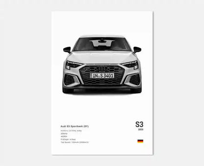 German Luxury Cars Photography Poster – Audi RS3, R8, GTR, C8 Supercar & SUV Canvas Wall Art for Home & Office Decor