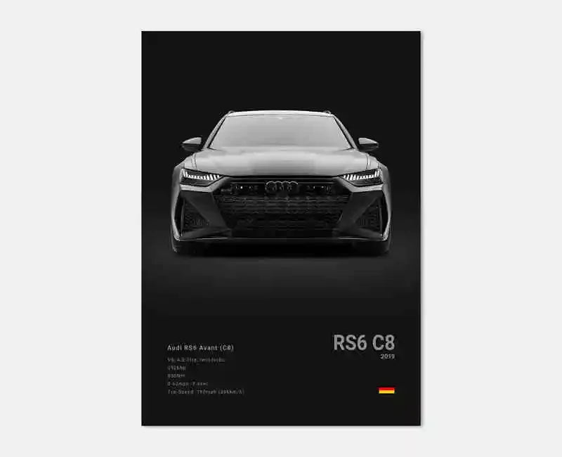 German Luxury Cars Photography Poster – Audi RS3, R8, GTR, C8 Supercar & SUV Canvas Wall Art for Home & Office Decor