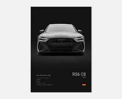 German Luxury Cars Photography Poster – Audi RS3, R8, GTR, C8 Supercar & SUV Canvas Wall Art for Home & Office Decor