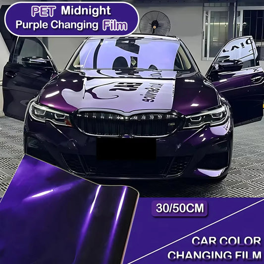 PET 30/50CM Midnight Purple Color Changing Film Vinyl Wrap Sticker Motorcycle Self-adhesive Car Accessories For X/X5/X6/X7/M8