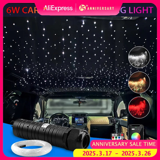 6W Car Starry Sky Light  LED  Auto Interior Decoration Accessories Lamp Car Roof Star Lights  Ceiling Fiber Optic Light