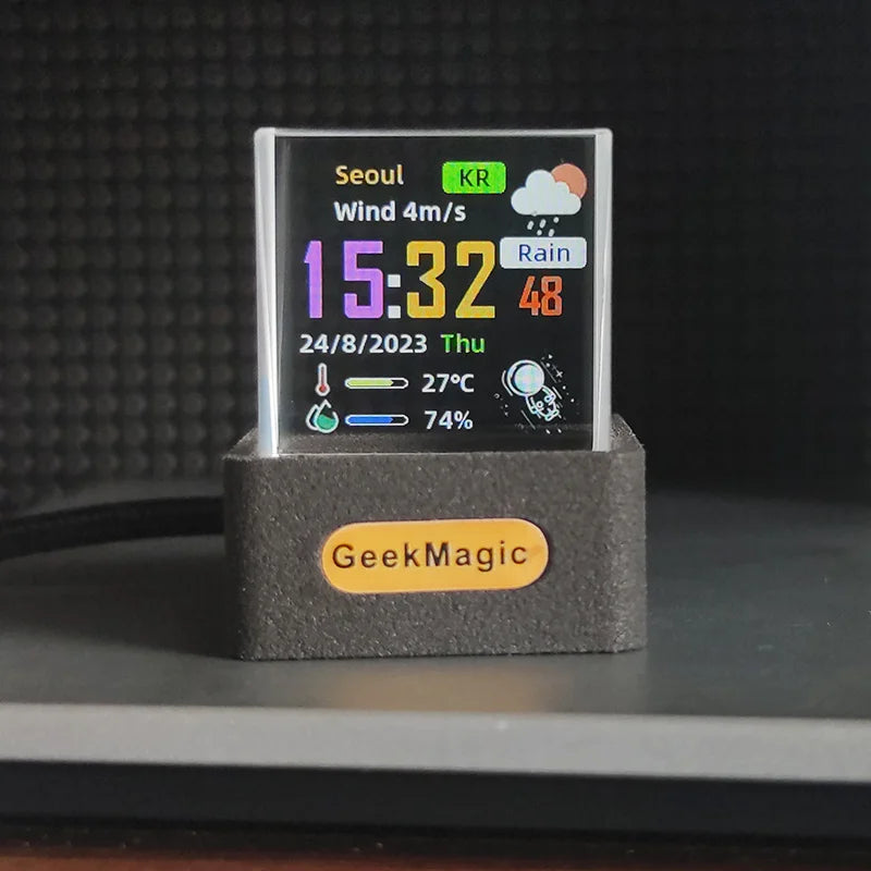 GeekMagic GIFTV Crystal Cube: Smart Holographic Weather Station & Digital Photo Display