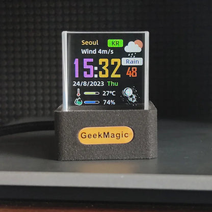 GeekMagic GIFTV Crystal Cube: Smart Holographic Weather Station & Digital Photo Display