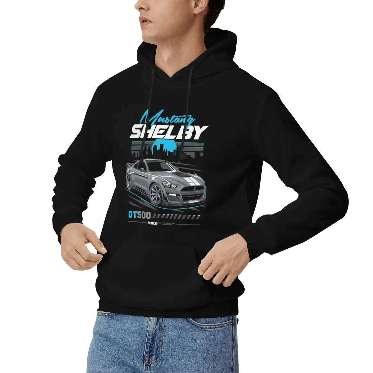 Shelby GT500 Car Drawing Hoodies Anime Oversized Hoodie Men's Clothes Hoodies For Women