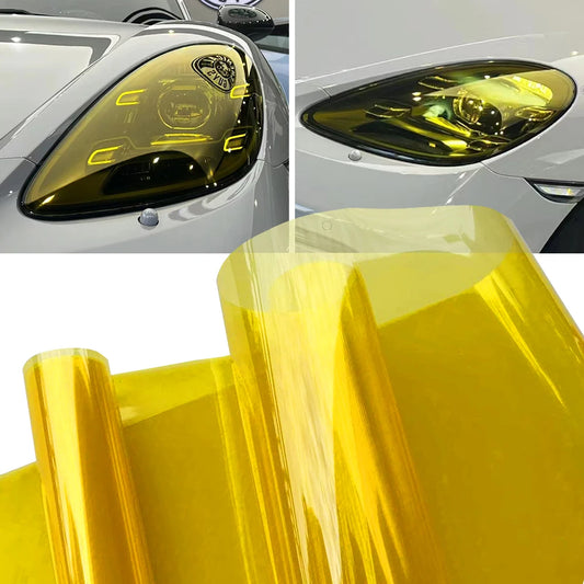 Yellow Auto Car Light Headlight Taillight Tint Vinyl Film Sticker Easy Stick Motorcycle Waterproof Film Diy Whole Car Decoration
