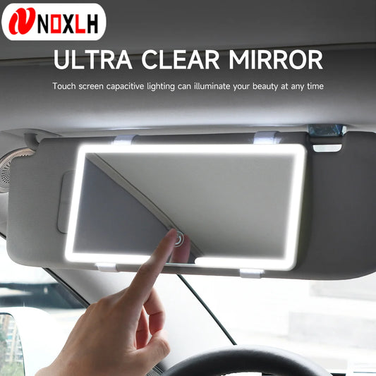 Car Sun Visor Vanity HD Mirror With LED Ultra Thin Three Gear Adjustment Car Interior Female Cosmetic Makeup Mirror For Women