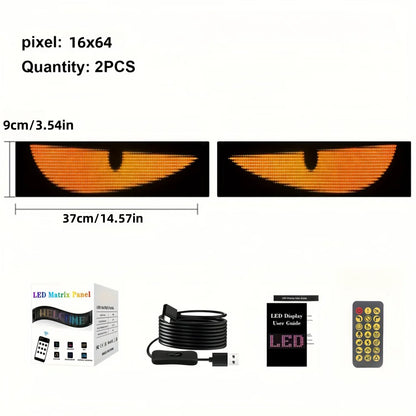 USB Dynamic Devil Eyes Truck Windshield Scrolling Advertising APP Bluetooth Control Automotive DIY LED Matrix Pixel Board Remote