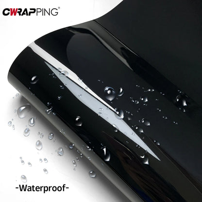 PET Glossy Black Vinyl Wrap Film Self Adhesive Waterproof Color Changing Car Sticker for Bike Scooter Motorcycle Car Accessories