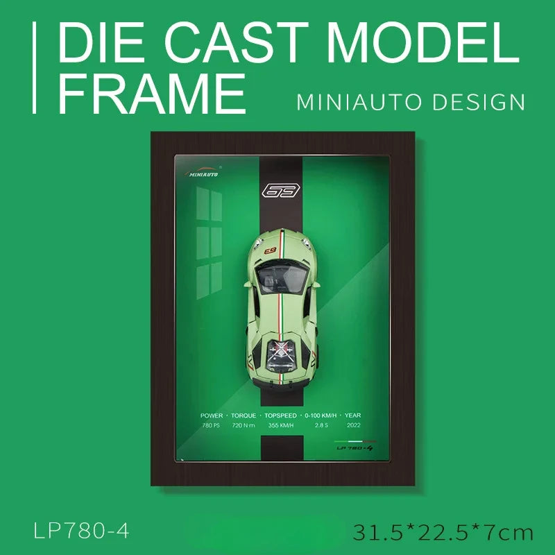 Limited Edition Car Model Photo Frame -
1:32 Scale Porsche 911, LP780-4, Veyron, Camaro, AE86, Lykan 3D Stereoscopic Alloy collectibles