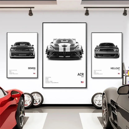 German Luxury Cars Photography Poster – Audi RS3, R8, GTR, C8 Supercar & SUV Canvas Wall Art for Home & Office Decor