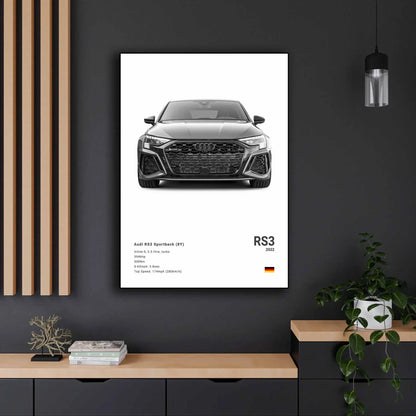 German Luxury Cars Photography Poster – Audi RS3, R8, GTR, C8 Supercar & SUV Canvas Wall Art for Home & Office Decor