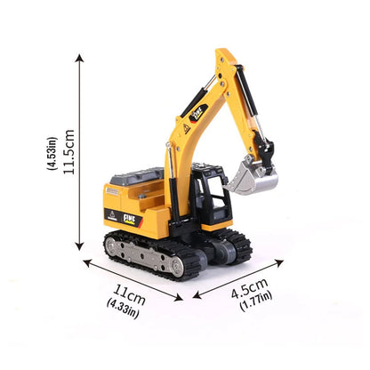 1/64 Mini RC Excavator Children's Toy Desktop Remote Control Truck Simulation Alloy Engineering Vehicle Toys Car Christmas Gifts