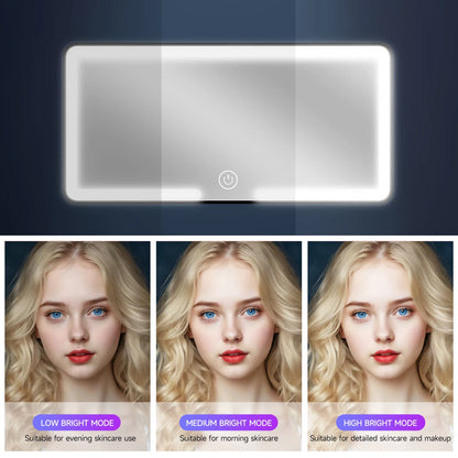 Car Sun Visor Vanity HD Mirror With LED Ultra Thin Three Gear Adjustment Car Interior Female Cosmetic Makeup Mirror For Women