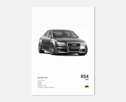 German Luxury Cars Photography Poster – Audi RS3, R8, GTR, C8 Supercar & SUV Canvas Wall Art for Home & Office Decor