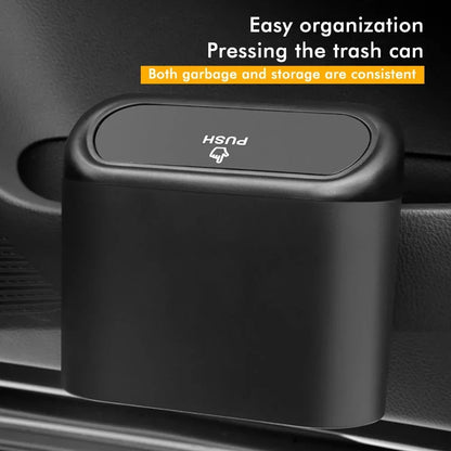 Car Trash Can Hanging Trash Bin  ABS Pressing Hard Garbage Box With Lid Universal  Multifunctional Folding Rear Row Organizer