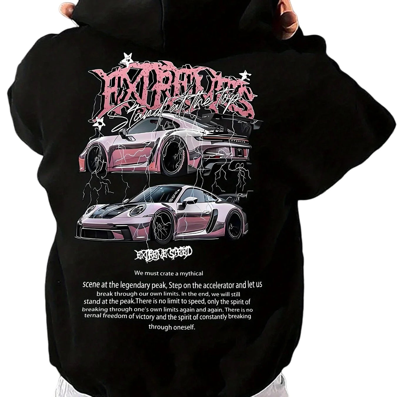 New Men's "speed Powder Car" Printed Hoodie Sweater Comfortable Fit Casual Fashion Autumn and Winter Hooded Jumper