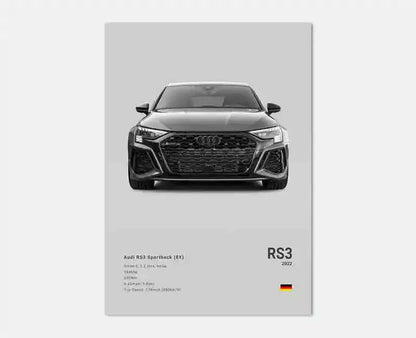 German Luxury Cars Photography Poster – Audi RS3, R8, GTR, C8 Supercar & SUV Canvas Wall Art for Home & Office Decor
