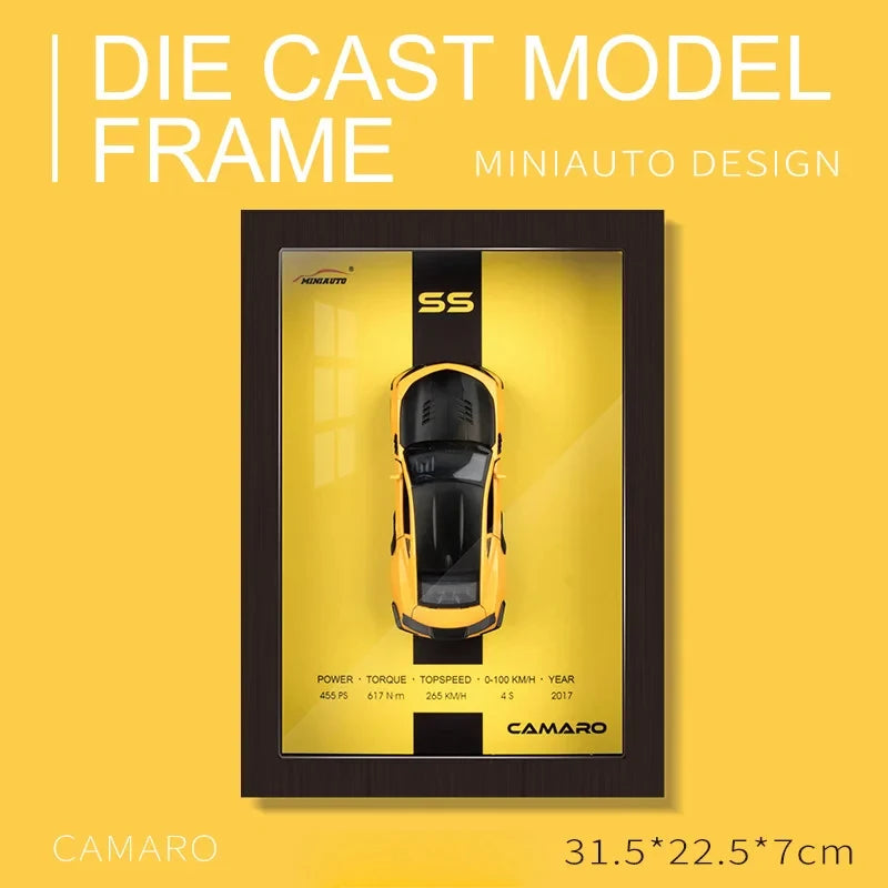 Limited Edition Car Model Photo Frame -
1:32 Scale Porsche 911, LP780-4, Veyron, Camaro, AE86, Lykan 3D Stereoscopic Alloy collectibles