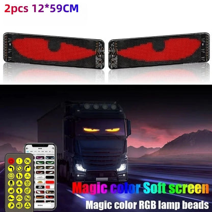 USB Dynamic Devil Eyes Truck Windshield Scrolling Advertising APP Bluetooth Control Automotive DIY LED Matrix Pixel Board Remote