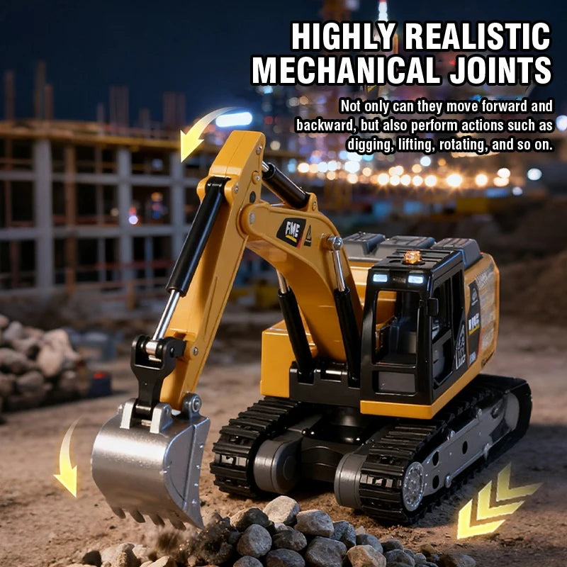 1/64 Mini RC Excavator Children's Toy Desktop Remote Control Truck Simulation Alloy Engineering Vehicle Toys Car Christmas Gifts