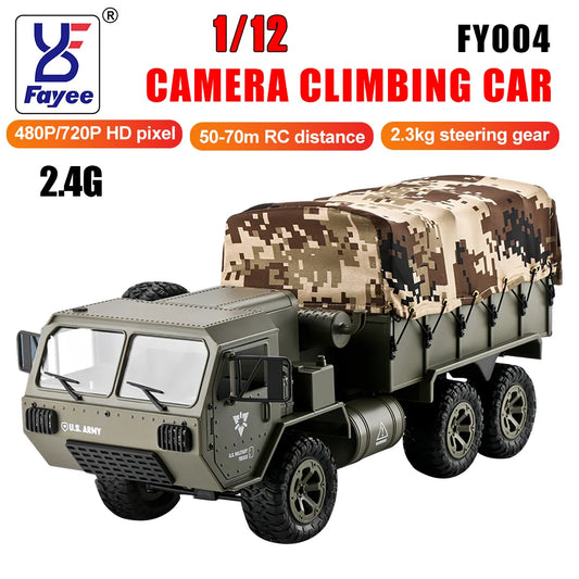 FAYEE FY004 RC Car 2.4G All-Terrain 6WD Off-Road Pickup Truck 70M Distance with HD WIFl 30W Camera APP Control Climbing Vehicle