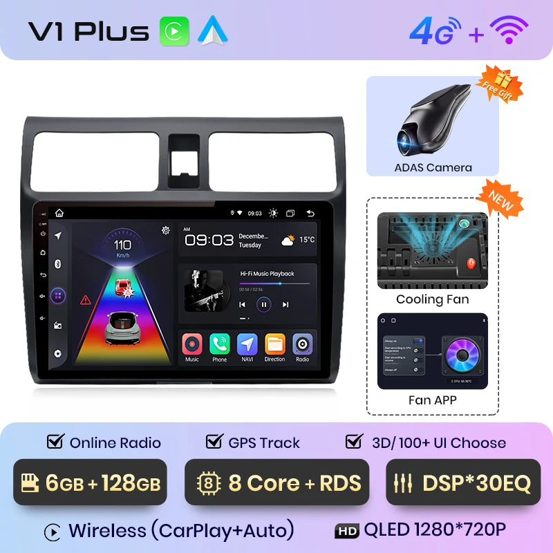 Junsun V1pro AI Voice 2 din Android Auto Radio For Suzuki Swift 2003 - 2010 Carplay 4G Car Multimedia GPS 2din autoradio