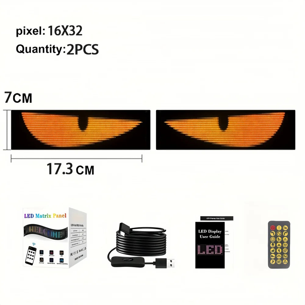 USB Dynamic Devil Eyes Truck Windshield Scrolling Advertising APP Bluetooth Control Automotive DIY LED Matrix Pixel Board Remote
