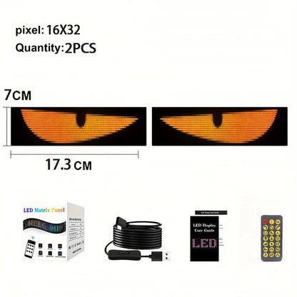 USB Dynamic Devil Eyes Truck Windshield Scrolling Advertising APP Bluetooth Control Automotive DIY LED Matrix Pixel Board Remote