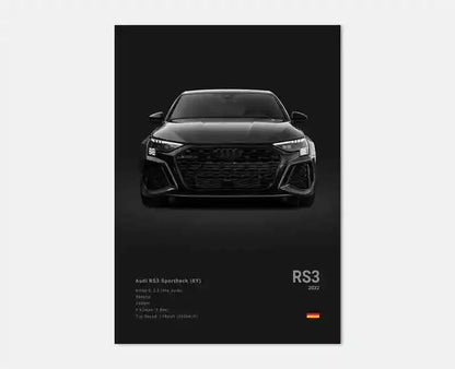 German Luxury Cars Photography Poster – Audi RS3, R8, GTR, C8 Supercar & SUV Canvas Wall Art for Home & Office Decor