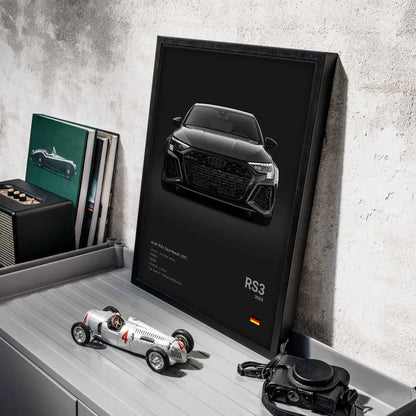 German Luxury Cars Photography Poster – Audi RS3, R8, GTR, C8 Supercar & SUV Canvas Wall Art for Home & Office Decor
