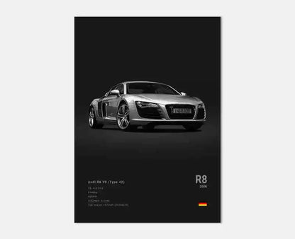 German Luxury Cars Photography Poster – Audi RS3, R8, GTR, C8 Supercar & SUV Canvas Wall Art for Home & Office Decor