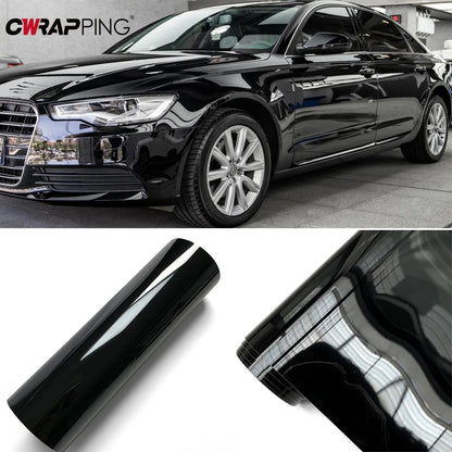 PET Glossy Black Vinyl Wrap Film Self Adhesive Waterproof Color Changing Car Sticker for Bike Scooter Motorcycle Car Accessories