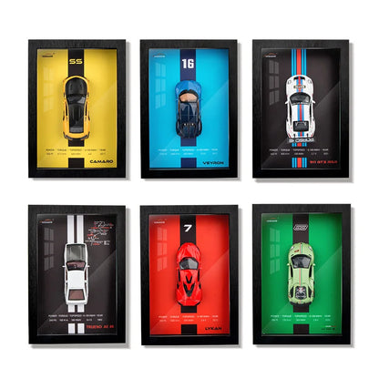 Limited Edition Car Model Photo Frame -
1:32 Scale Porsche 911, LP780-4, Veyron, Camaro, AE86, Lykan 3D Stereoscopic Alloy collectibles
