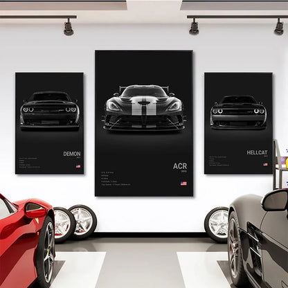 German Luxury Cars Photography Poster – Audi RS3, R8, GTR, C8 Supercar & SUV Canvas Wall Art for Home & Office Decor