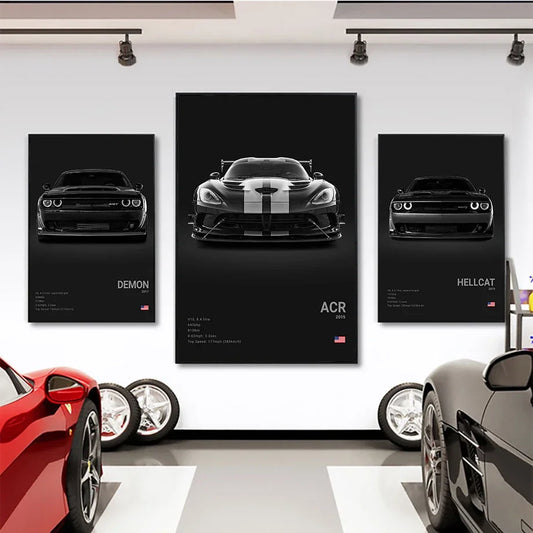 German Luxury Cars Photography Poster – Audi RS3, R8, GTR, C8 Supercar & SUV Canvas Wall Art for Home & Office Decor