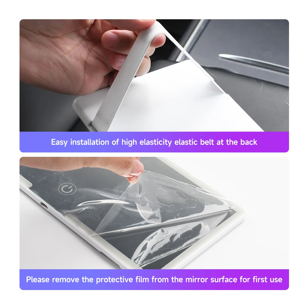 Car Sun Visor Vanity HD Mirror With LED Ultra Thin Three Gear Adjustment Car Interior Female Cosmetic Makeup Mirror For Women