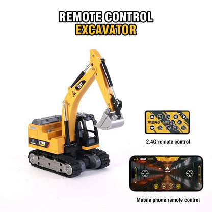 1/64 Mini RC Excavator Children's Toy Desktop Remote Control Truck Simulation Alloy Engineering Vehicle Toys Car Christmas Gifts