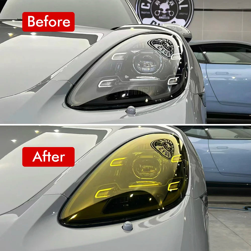 Yellow Auto Car Light Headlight Taillight Tint Vinyl Film Sticker Easy Stick Motorcycle Waterproof Film Diy Whole Car Decoration