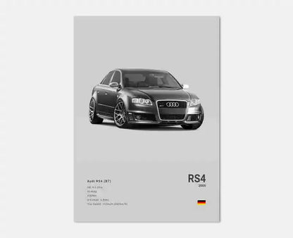 German Luxury Cars Photography Poster – Audi RS3, R8, GTR, C8 Supercar & SUV Canvas Wall Art for Home & Office Decor