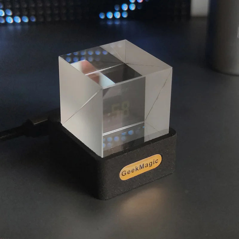 GeekMagic GIFTV Crystal Cube: Smart Holographic Weather Station & Digital Photo Display