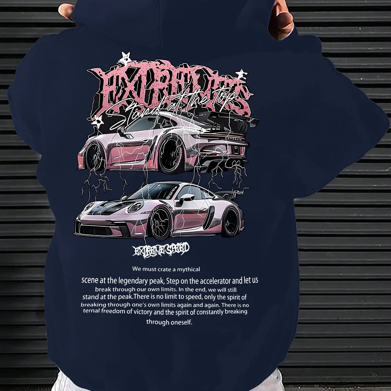 New Men's "speed Powder Car" Printed Hoodie Sweater Comfortable Fit Casual Fashion Autumn and Winter Hooded Jumper