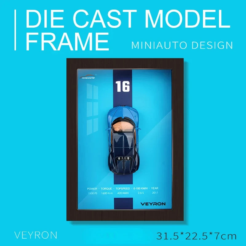 Limited Edition Car Model Photo Frame -
1:32 Scale Porsche 911, LP780-4, Veyron, Camaro, AE86, Lykan 3D Stereoscopic Alloy collectibles