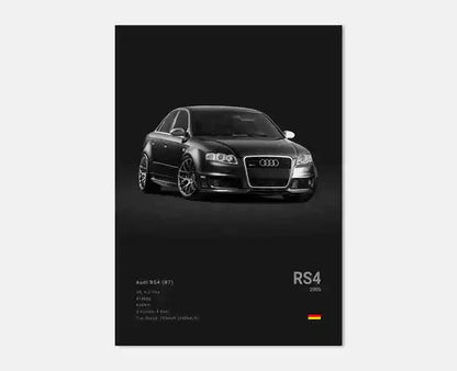 German Luxury Cars Photography Poster – Audi RS3, R8, GTR, C8 Supercar & SUV Canvas Wall Art for Home & Office Decor